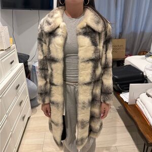 Saks Fifth Avenue Black and Cream Revillon vintage fur coat